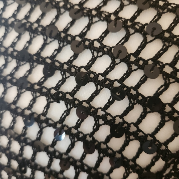 Black Sequin Long Sleeve Sheer Crop Cover - Enhance any top instantly 😃 - Picture 9 of 9